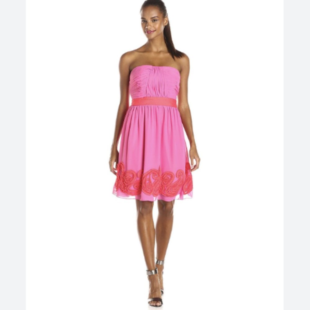 Miss Sixty Women's Liv Pleated Soutache Strapless Dress 10